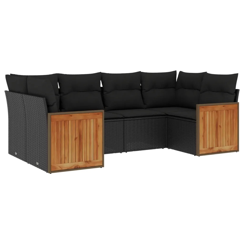 Set Divano da Giardino 6 pz con Cuscini Nero in Polyrattancod mxl 89982