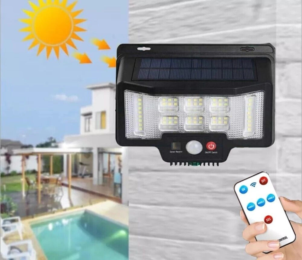 FARETTO FARO DA ESTERNO CON PANNELLO SOLARE 75 LED + 1 RGB CON TELECOMANDO TA202