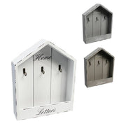 Trade Shop - Cassetta Portachiavi Da Parete In Legno 3 Posti Shabby Con Mensola Portalettere -