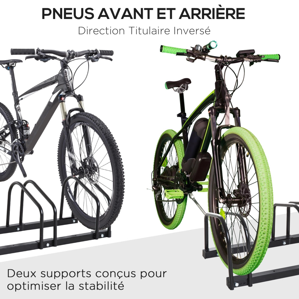 Supporto Biciclette 4 Posti ¨C zephmum ¨C Acciaio Nero 110x33x27 cm