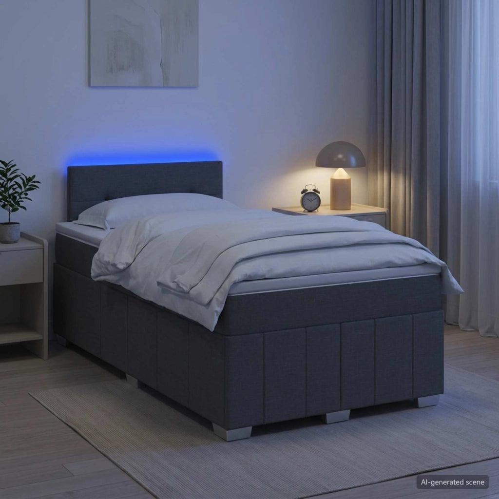 Letto box spring con materasso Grigio Scuro 120 x 190 cm 3452629