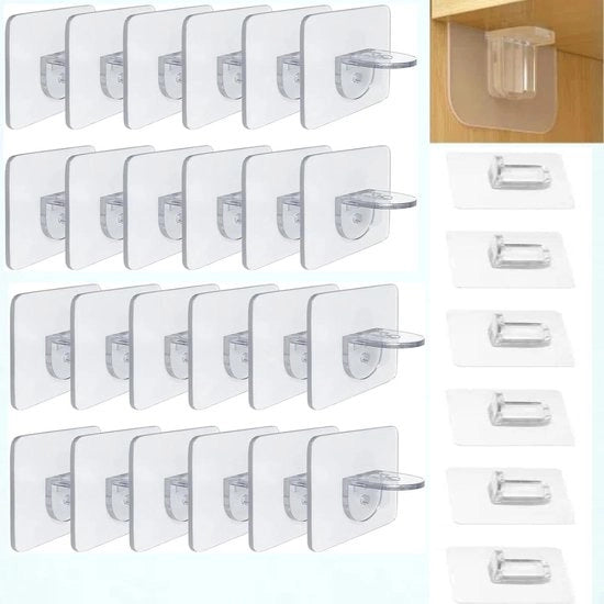 Supporti per pannelli autoadesivi in plastica trasparente - supporti per pannelli - aste - armadi - armadi per cucina - librerie - armadi per bagno - 30 pezzi
