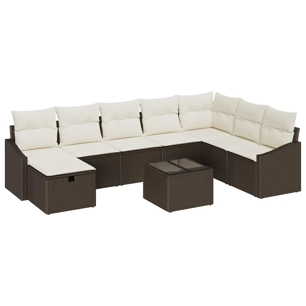 Set Divano da Giardino con cuscino 9 pcs polyrattan