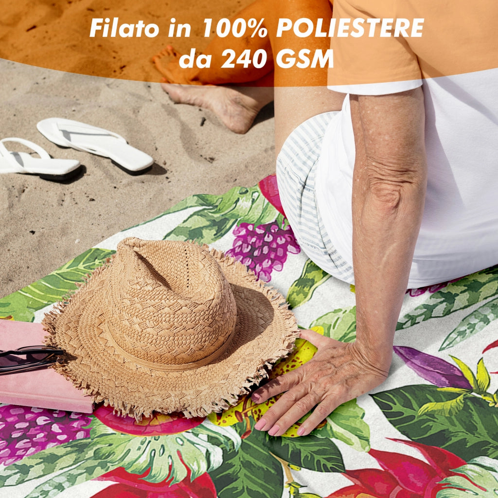 Telo Mare Asciugamano Da Spiaggia Misura Grande 100x180 Cm Assorbente In Morbida Microfibra Leggero Stampe Moderne Sabbia Lettino Vacanze Piscina Floreale