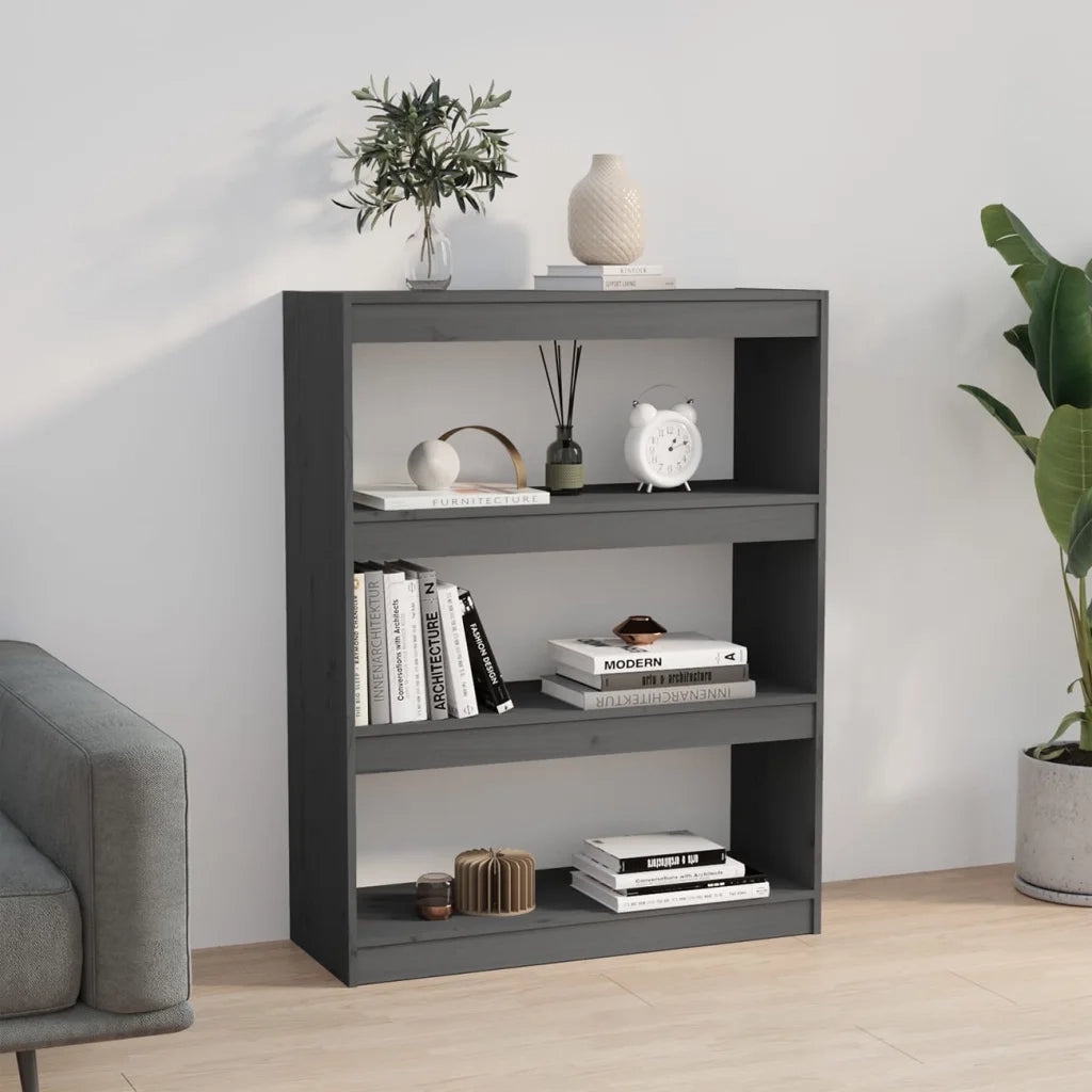Libreria/Divisorio Grigio 80x30x103,5 cm in Massello di Pino 808190