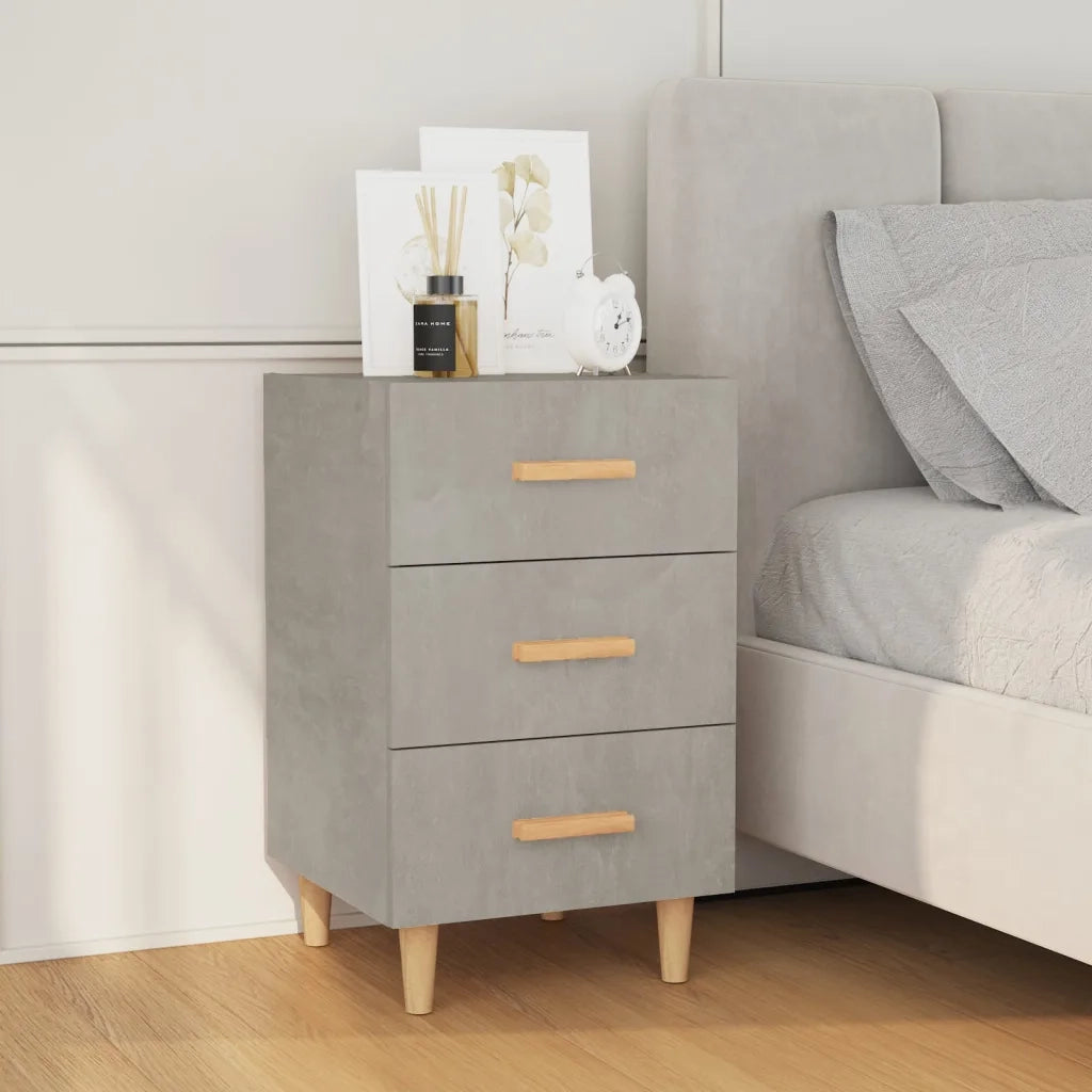 Comodino | Armadio da Notte | Mobiletto da notte Grigio Cemento 40x40x66 cm in Legno Multistrato