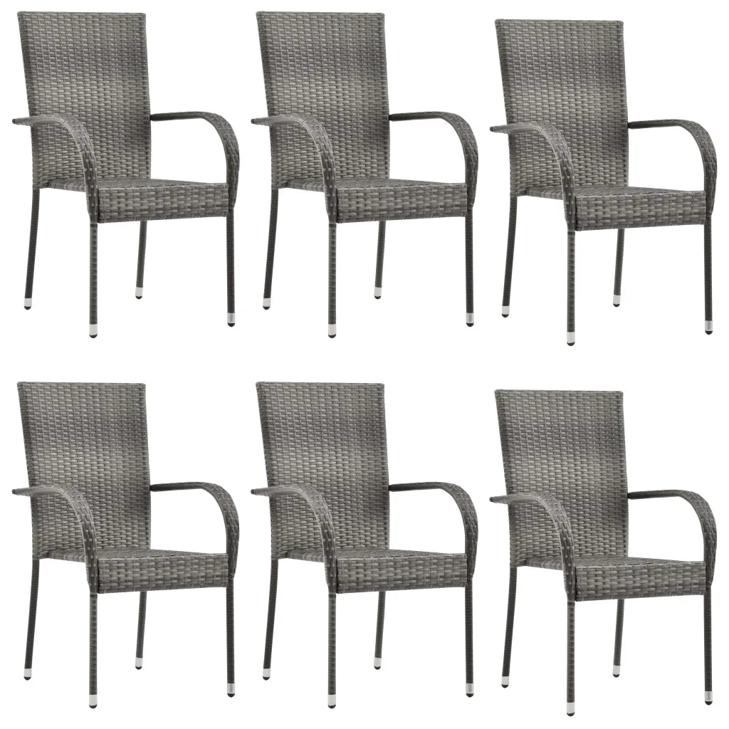 Set Mobili da Pranzo Giardino 7 pz in Polyrattan Grigio cod mxl 40911