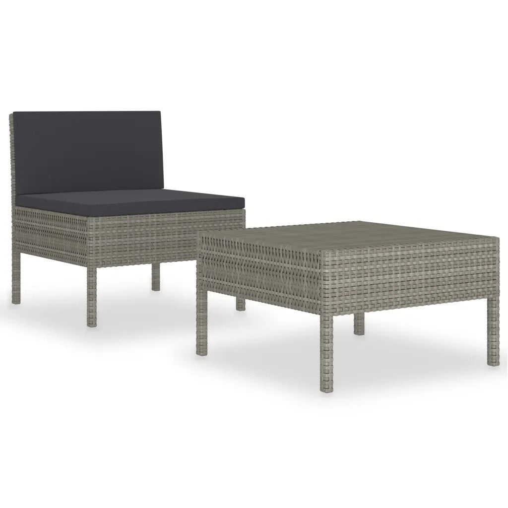 Set Divani da Giardino 2 pz con Cuscini in Polyrattan Grigio 310200
