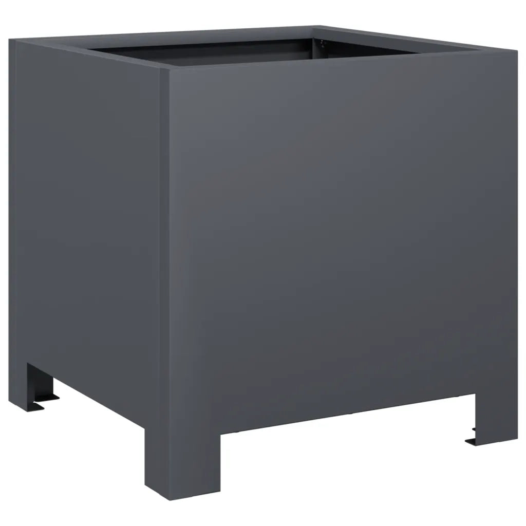 2 pz Fioriere | Cassetta per fiori | Vaso da Giardino Antracite 30x30x30 cm in Acciaio