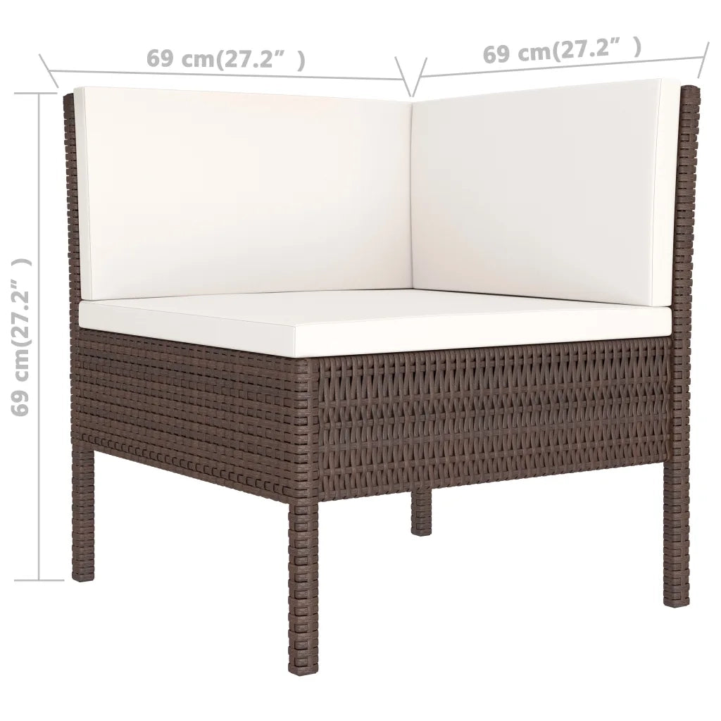Set Divani da Giardino 3 pz con Cuscini in Polyrattan Marrone 310201
