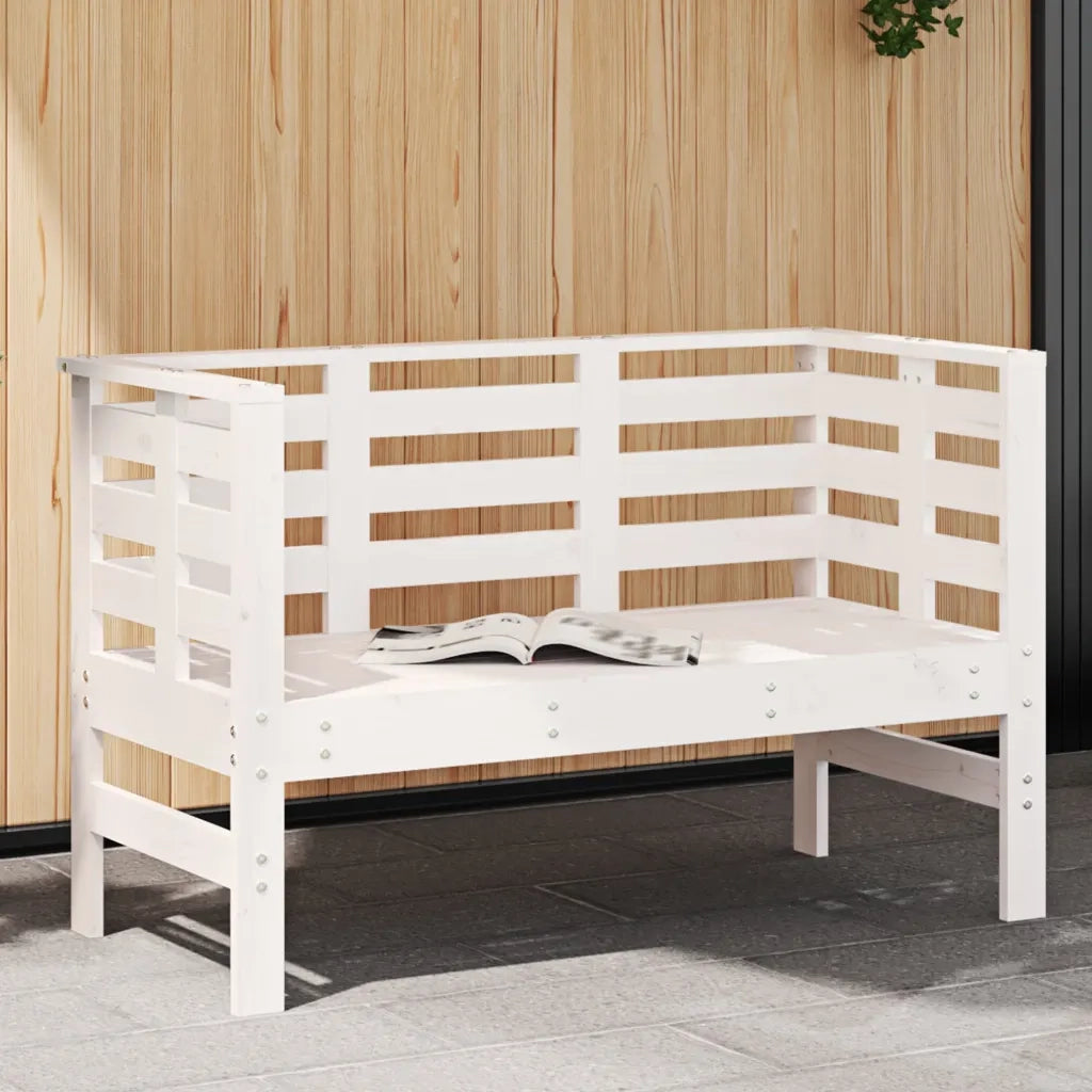 Panca da Giardino Bianca 111,5x53x71 cm Legno Massello di Pinocod mxl 86166