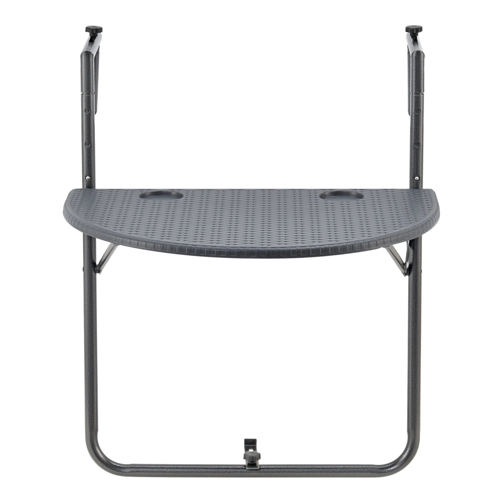 Tavolo Appeso 'Cicala' da Balcone - Piano Semicerchio Ribaltabile - Grigio Scuro [en.casa]