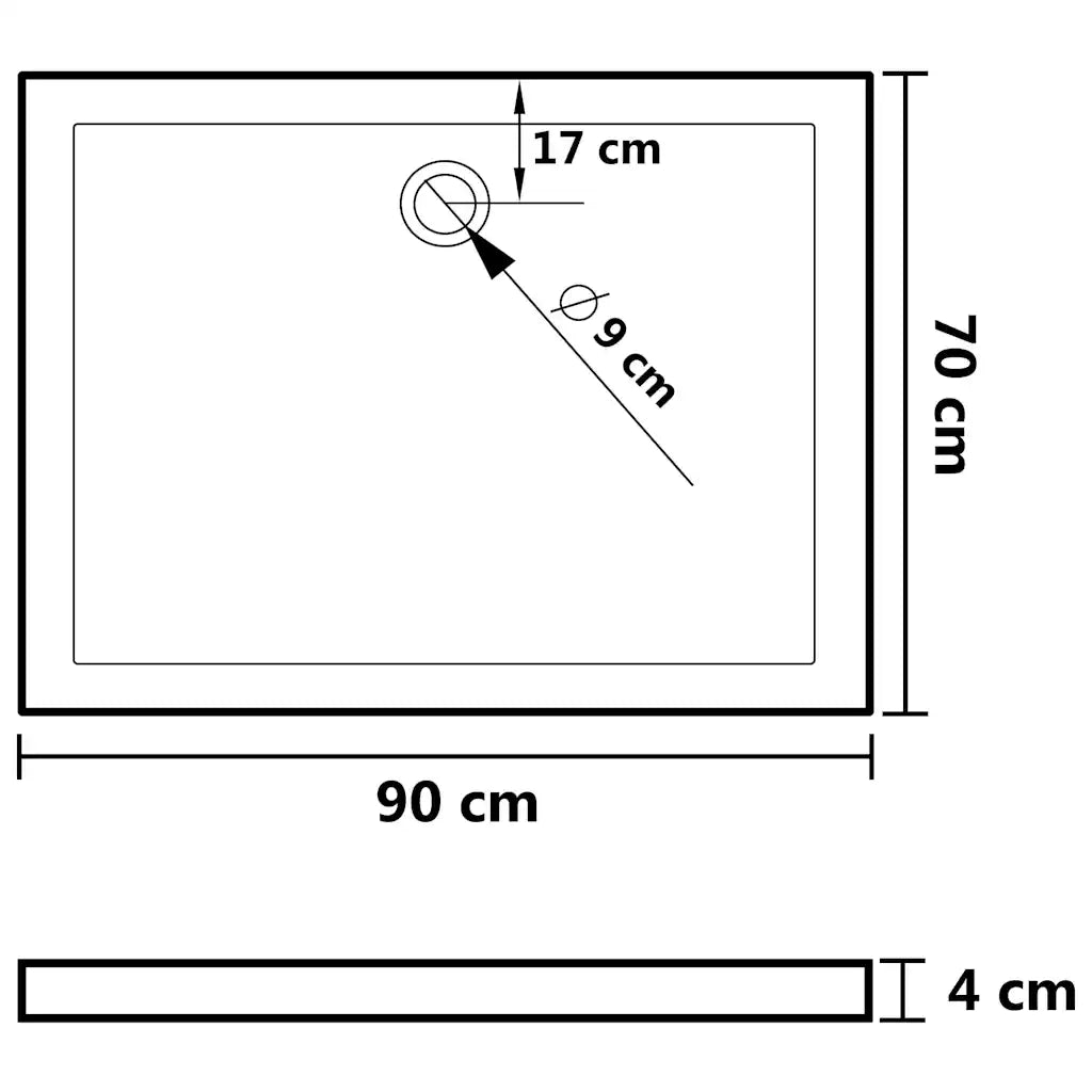 Piatto Doccia in ABS Rettangolare Nero 70x90 cm CFW3388425