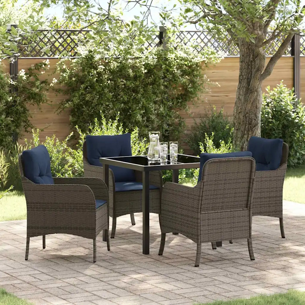 Set da Pranzo per Giardino con cuscino 5 pcs Grigio polyrattan 3380191