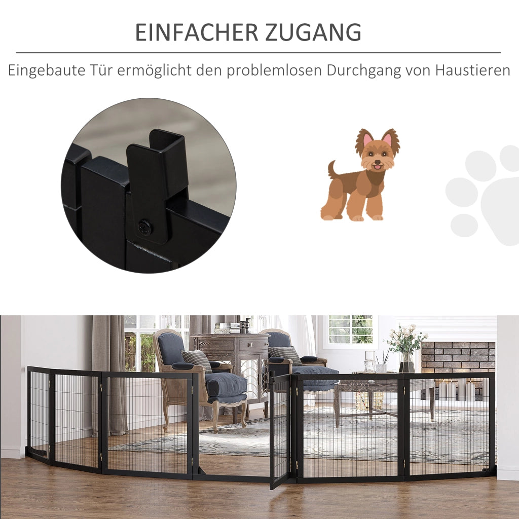 Cancello per Cani Pieghevole ¨C Zephmum ¨C Legno di Pino Nero 432x36x70cm