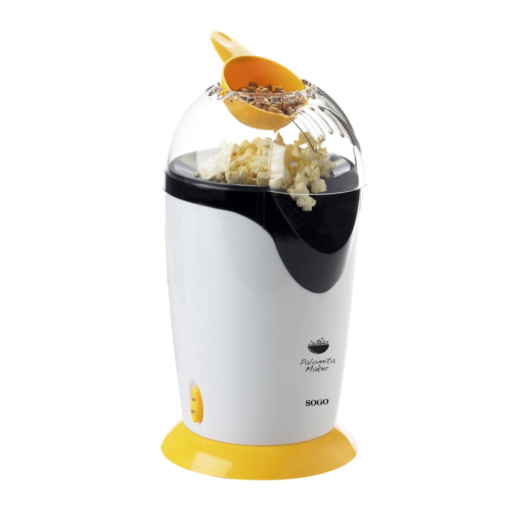 Macchina popcorn elettrica 1200W senza olio, coperchio rimovibile, preparazione 3 minuti, base antiscivolo cucina casa - SOGO