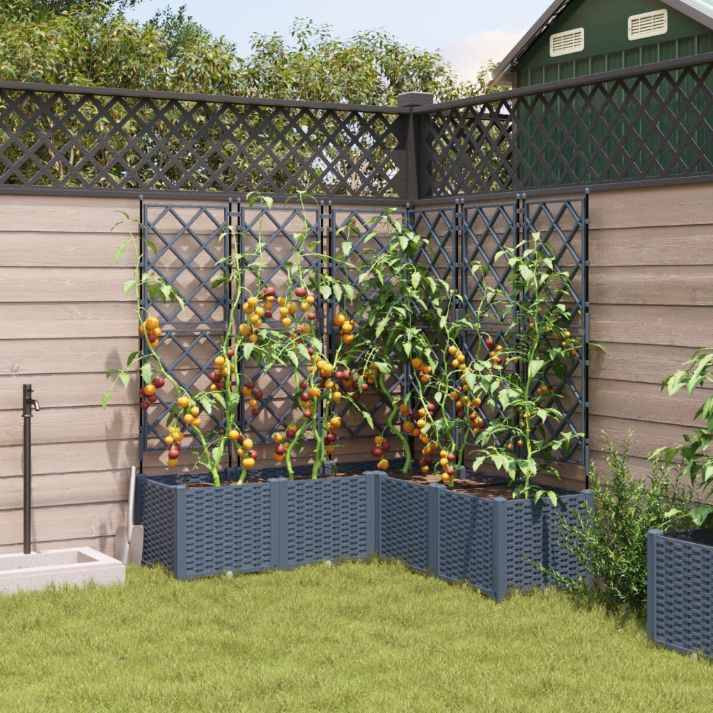 Vaso da Giardino con Trellis 5 pcs Grigio Chiaro 120x120x143 cm