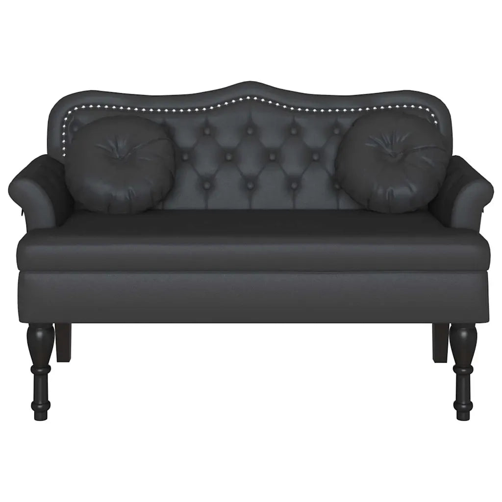 Panca Chesterfield Nero 120,5 x 65 x 75 cm Pelle Sintetica 42019284