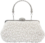 Borsa Clutch in Pelle Luxe per Sera e Matrimoni Elegante Borsa a Tracolla con Catena e Portafoglio Tasca a Tracolla Retro per Borsa da Sera e Festa di Sposa Bianca