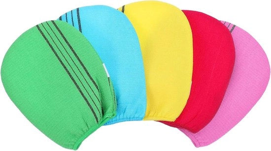 Panno esfoliante per le mani, 5 pezzi - Grande guantone per la peeling - Panno di scrub coreano - Scrub per il corpo a forma di guanto - Esfoliazione secca - Rosso (Italia)