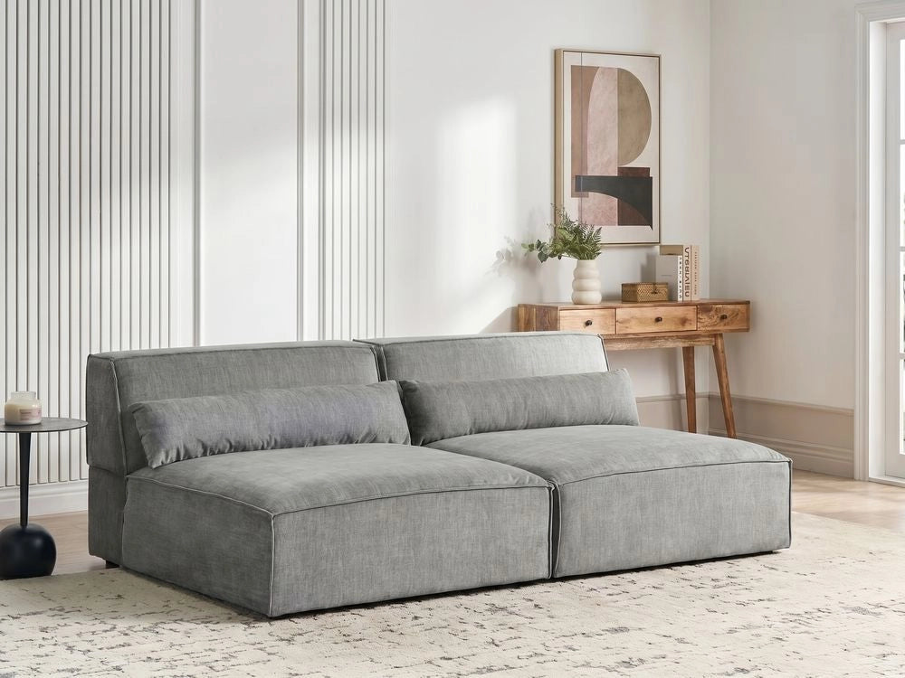 Divano componibile a 2 posti senza braccioli Divano componibile in tessuto grigio con gambe nere Soggiorno moderno