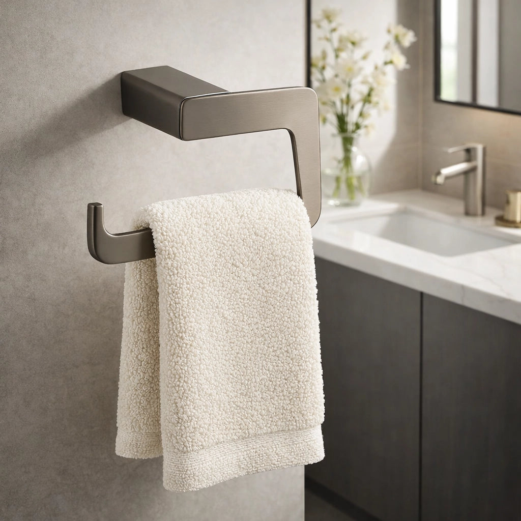 Porta Asciugamani Ad Anello Da Muro Acciaio Grigio Arredo Bagno Cucina 87943