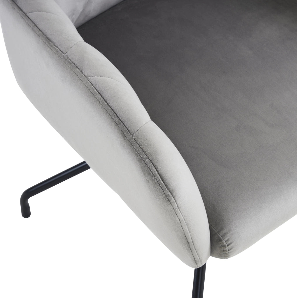 Set di 4 sedie imbottite in velluto grigio chiaro