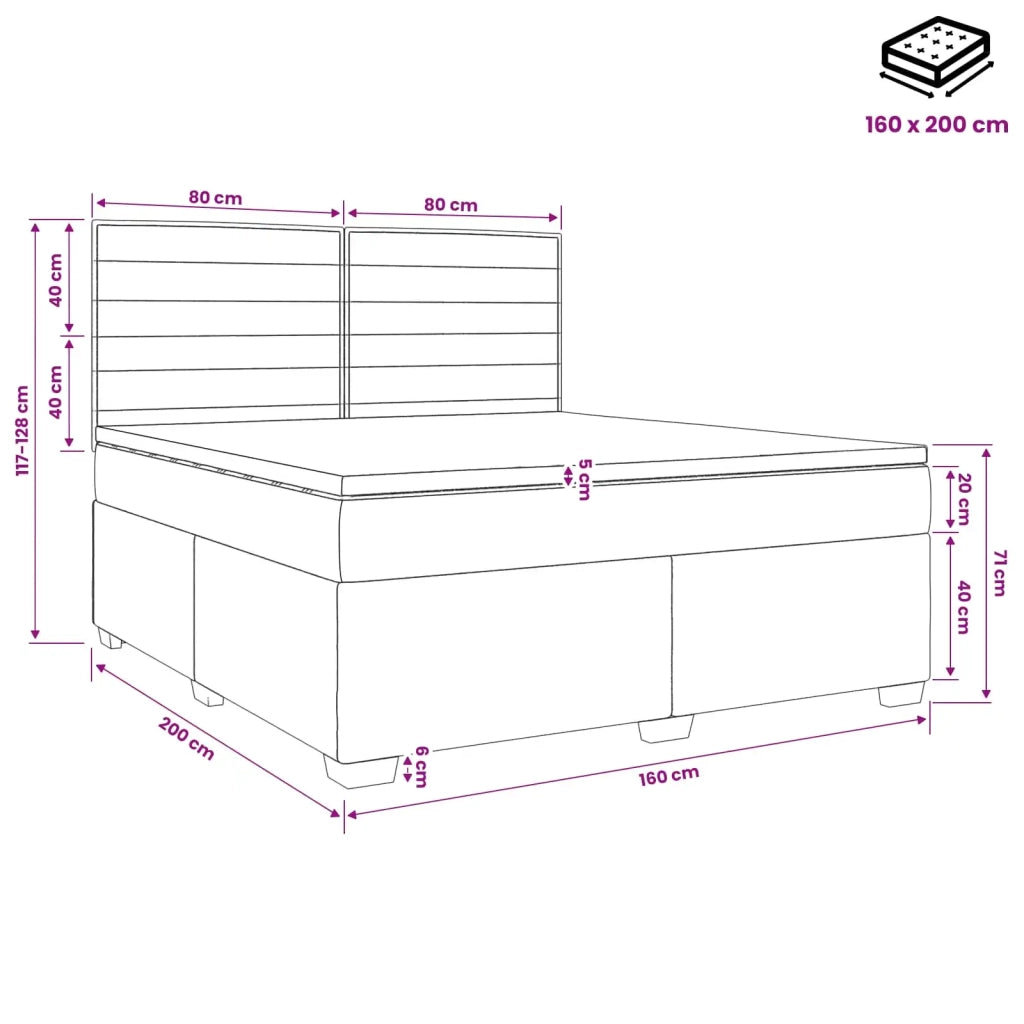 Letto box spring con materasso Nero 160 x 200 cm Tessuto 3453439