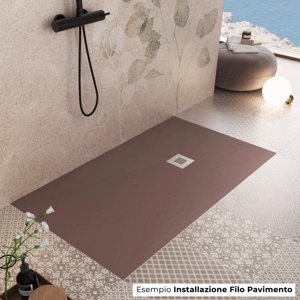 Piatto Doccia in Pietra 75x150 cm Bonussi Ardesia Everest Marrone
