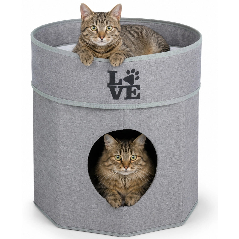 Cuccia per Gatti 35x33x33 cm Letto per Animali Domestici con Fodera Grigio