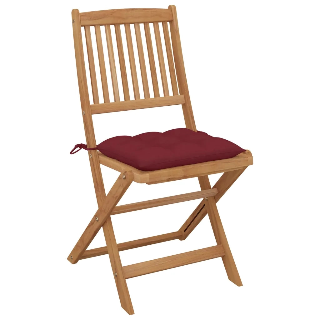 Sedie da Giardino Pieghevoli 8 pz con Cuscini Massello Acacia 3075045