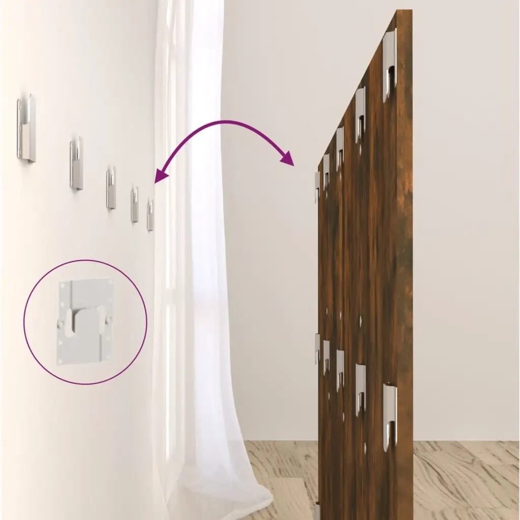 Testiera Letto-Testata del letto con Comodini in Legno Multistrato Rovere Fumo 509493