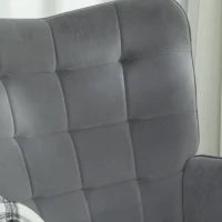 Poltrona a Dondolo Vintage, Pattini Curvi, Imbottitura Spessa, Legno di Faggio e Acciaio, Grigio Scuro