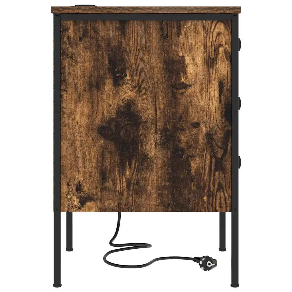 Set di 2 Comodini | Armadio da Notte | Mobiletto da notte con cassetto Rovere fum¨¦ 42 x 41 x 61 cm
