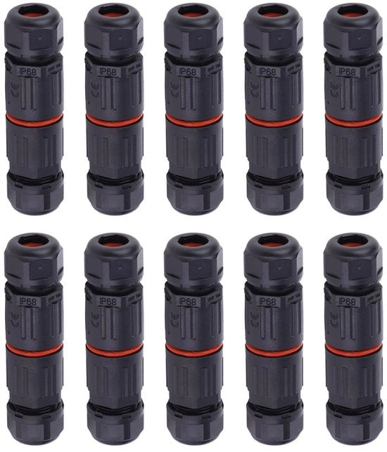 Connettori cablaggi acqua resistente - 10 pezzi - IP68 - Nero