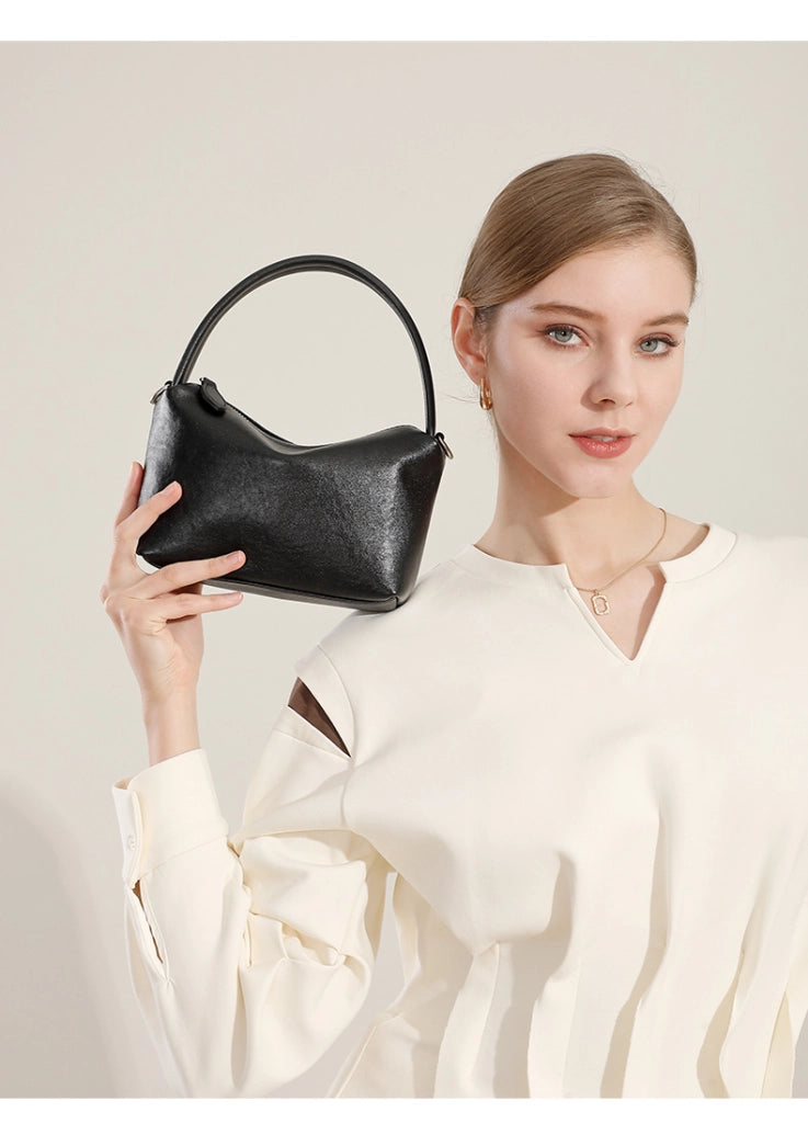 Borsa a mano/borsetta da donna in vera pelle nera