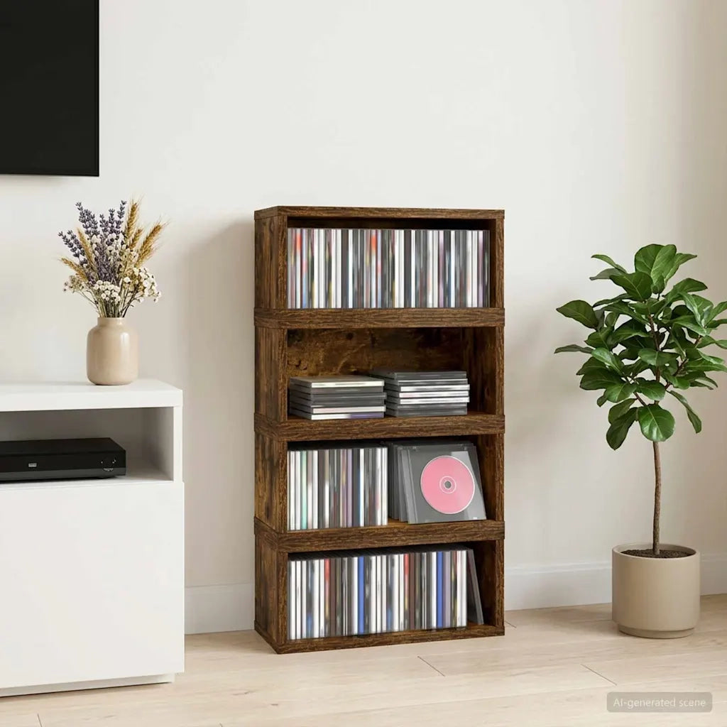 Rack per Stoccaggio CD 4 pz Rovere Fumo 40 x 17 x 17 cm 8012720
