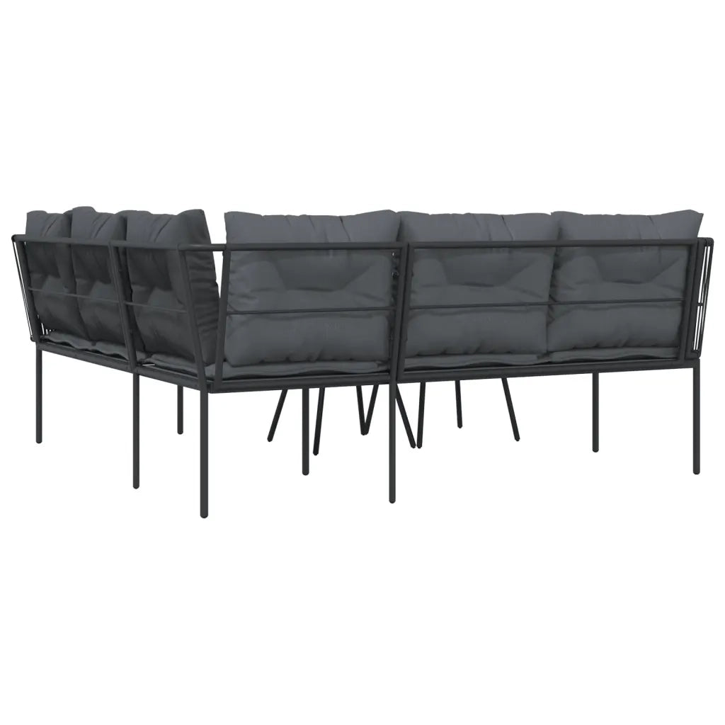 vidaXL Set Divano da Giardino con Cuscini Nero Acciaio e Textilene