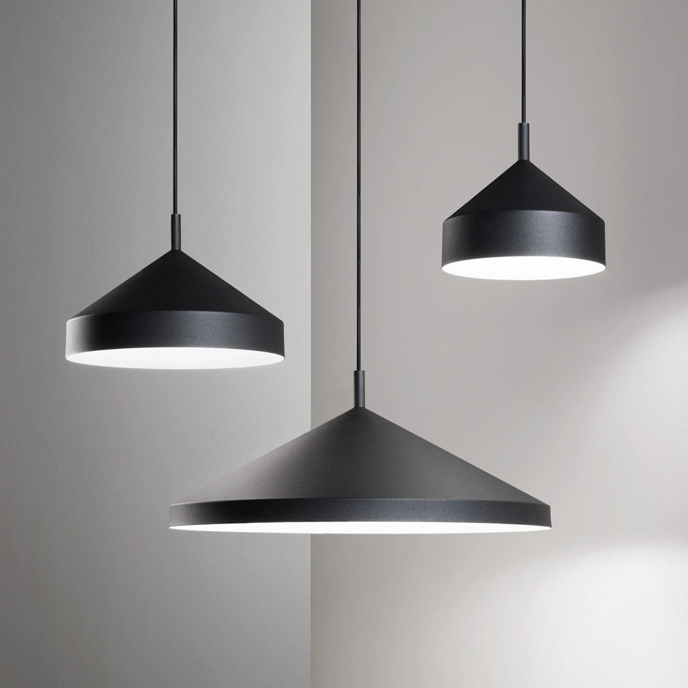 Sospensione Industrial-Minimal Yurta Metallo Nero 1 Luce E27 D30