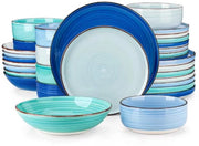 Set di piatti da tavola - 32 pezzi - 8 posti - Blu arcobaleno - Set di piatti per la colazione - Piatti profondi - Piatti per la colazione - Set di piatti da tavola - Piatti da cucina
