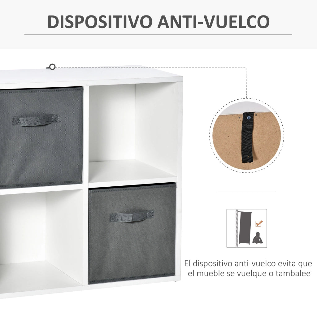 Libreria modulare 4 cubi con 2 cassetti ¨C zephmum ¨C bianco e grigio 61,5x30x61,5 cm