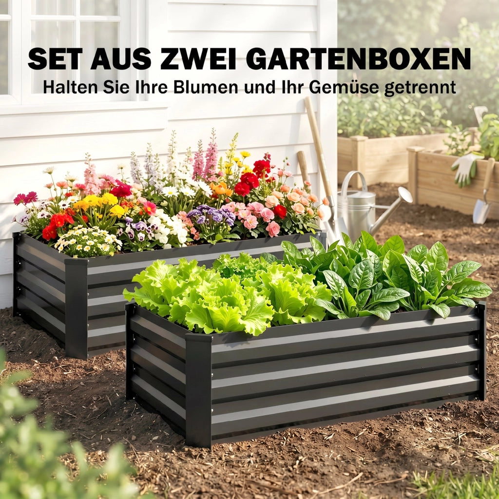 Orto rialzato per giardino ¨C Xylo ¨C 100x60x30 cm, grigio scuro, legno resistente alle intemperie