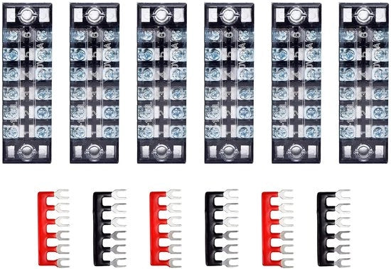 Klemme a 600 V - Resistenze a calore e fiamme - Colore rosso e nero - 6 posizioni - Adatto a diverse applicazioni