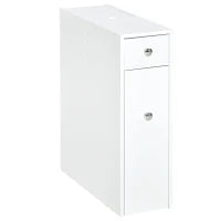 Mobiletto Armadietto con Cassetti Scorrevoli Moderno da Bagno, MDF, 17x48x58cm, Bianco