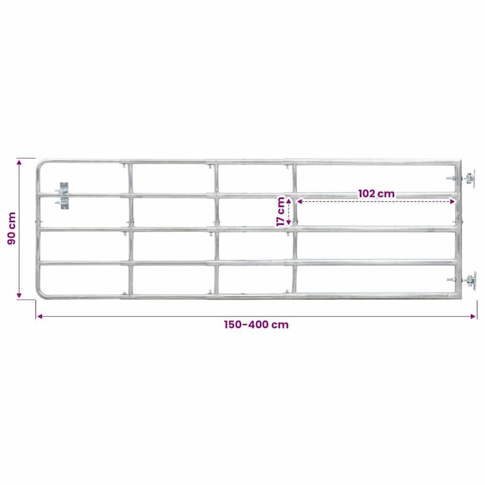 5-pipe Pasture Gate Steel (150-400)x90 Cm Silver