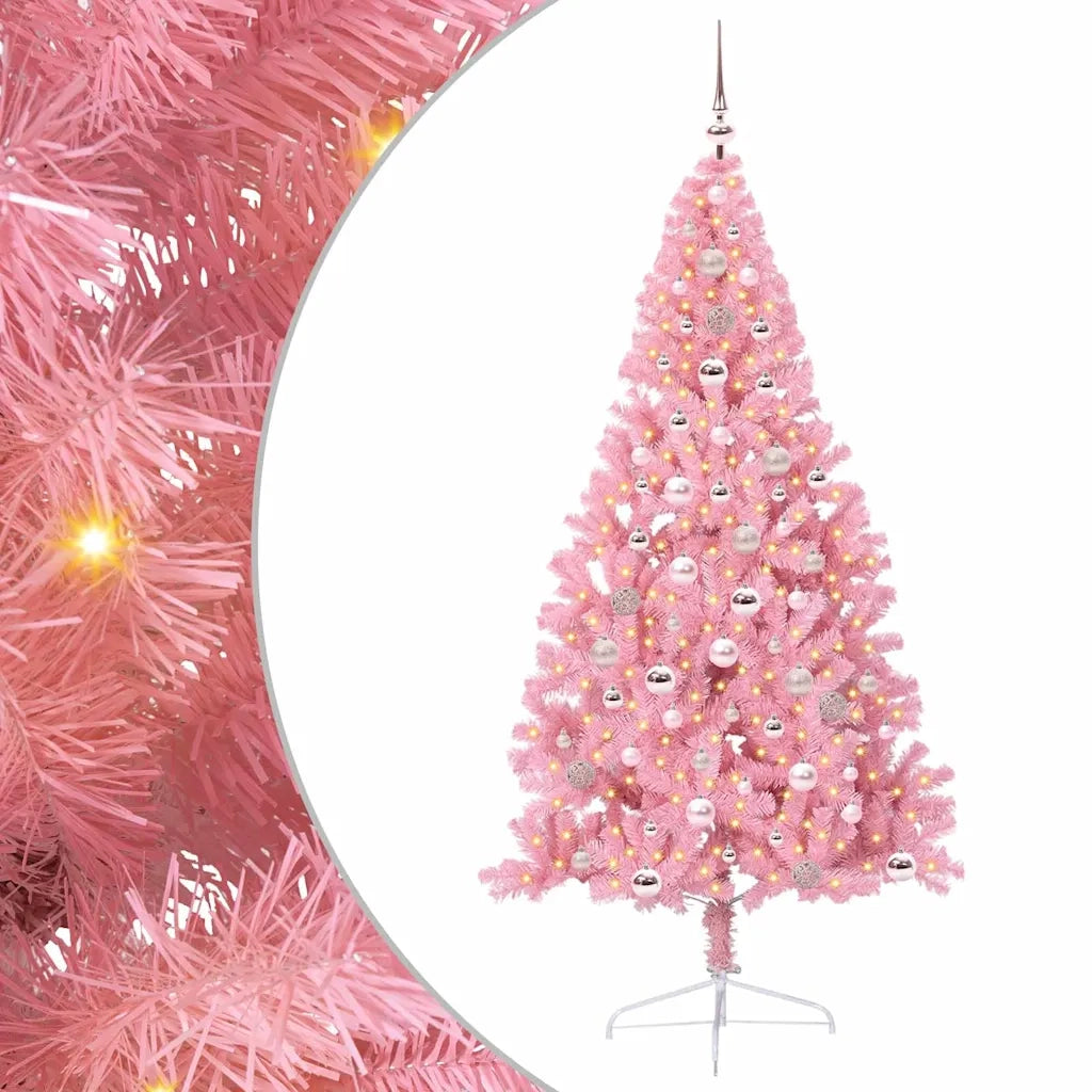 Albero di Natale Artificiale-Albero Natalizio con luci integrate Rosa 240 cm PVC 911609