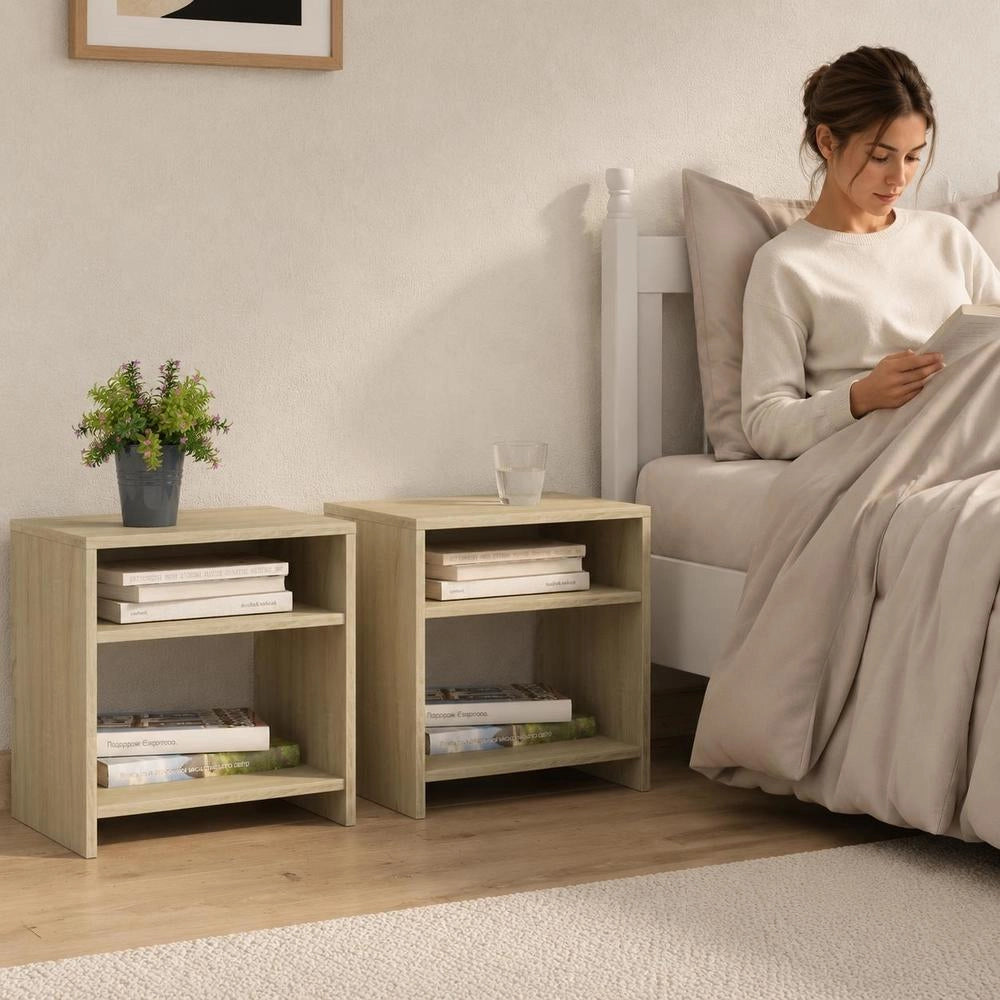 Bedside Tables 2 Pcs. Sonoma Oak 40x30x40 Cm Wood Material