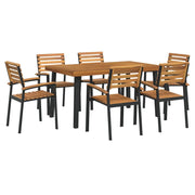 Set Pranzo da Giardino 7 pz Legno Massello di Acacia e Metallo 3155423