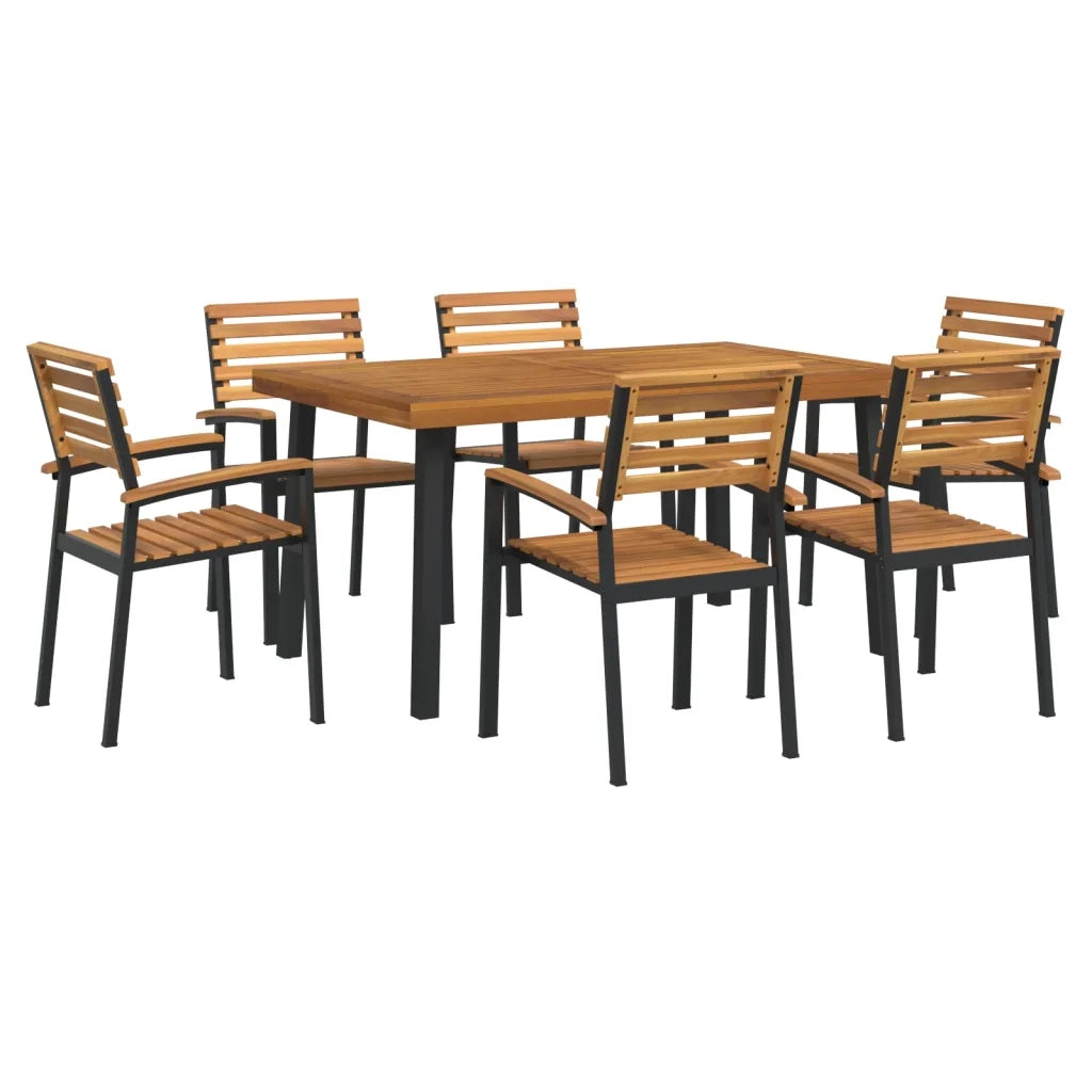 Set Pranzo da Giardino 7 pz Legno Massello di Acacia e Metallo 3155423