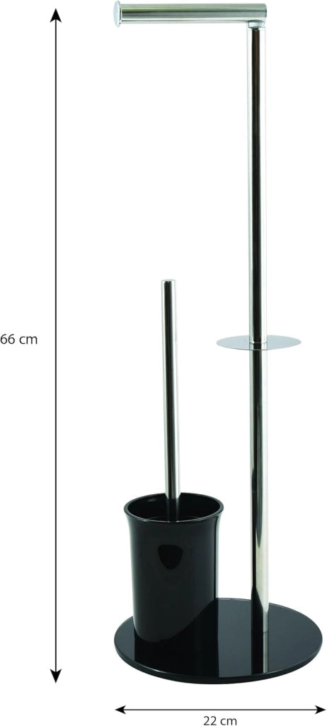 PIANTANA COLONNA ACCIAIO INOX PORTA SCOPINO BASE VETRO OVALE- Acciaio Inox Vetro Nero- SPIRE- pezzi 1